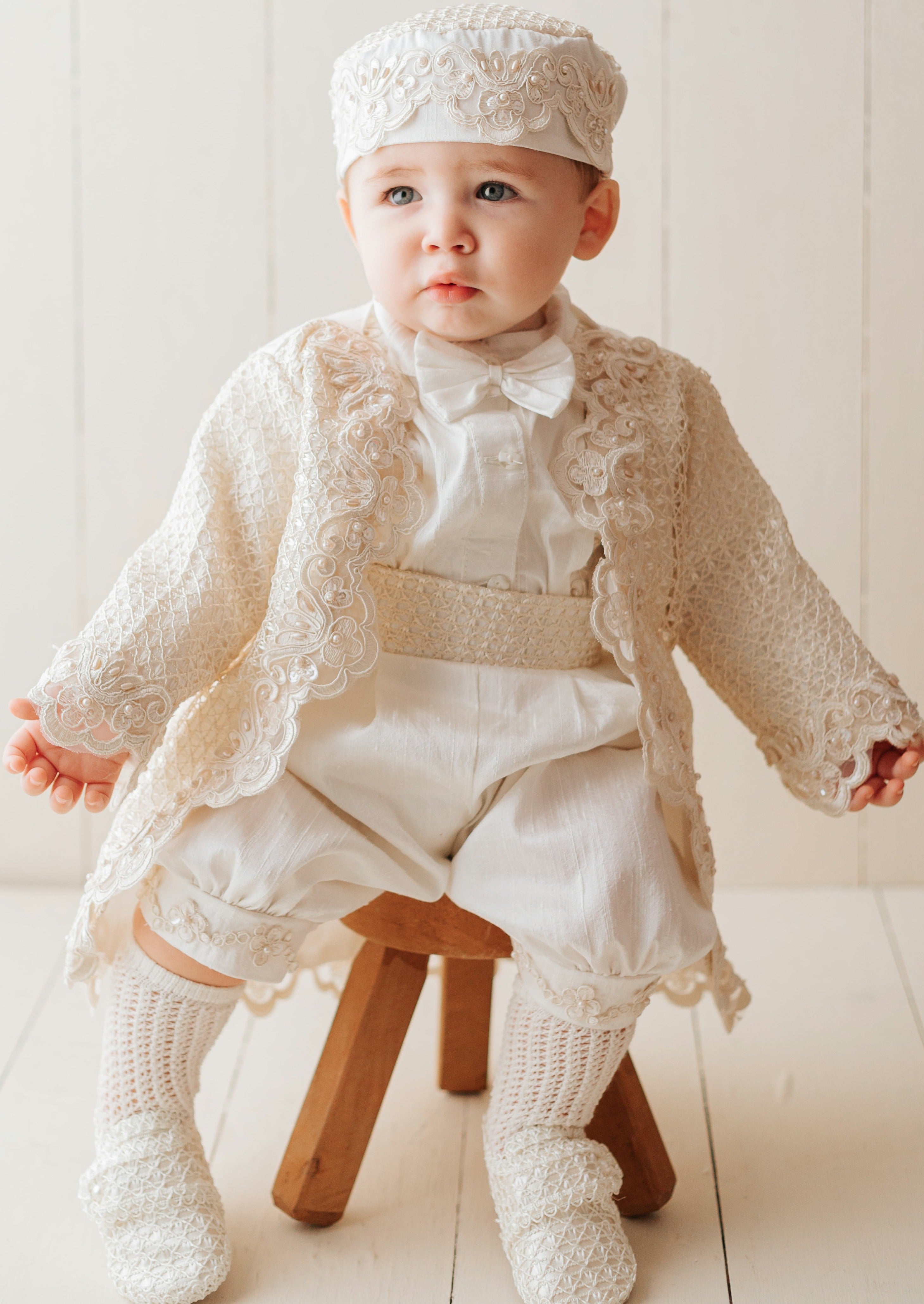 SIlk Christening Gown Boys Burbvus B032