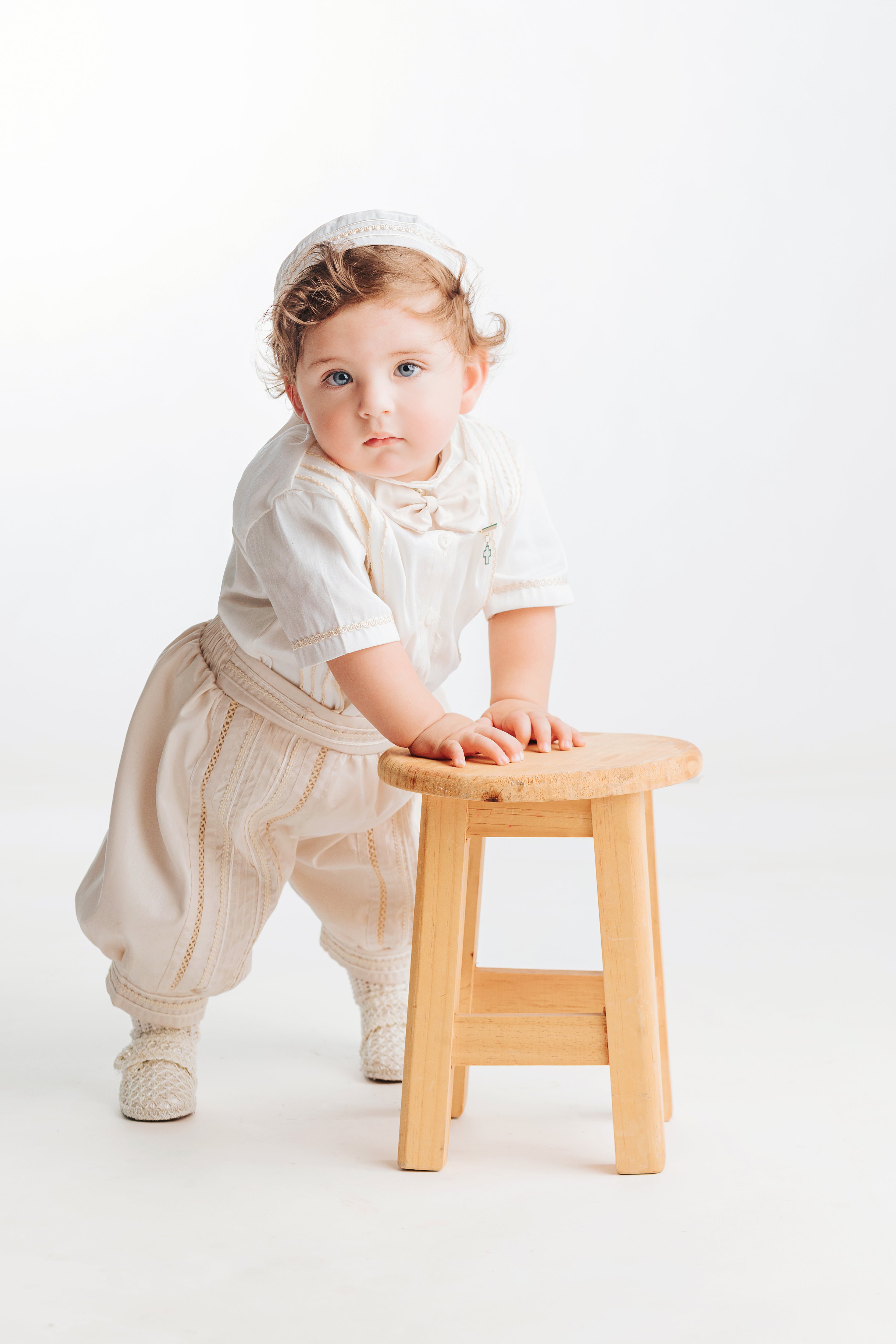 Burbvus Christening outfit baby boy with cross pin medal