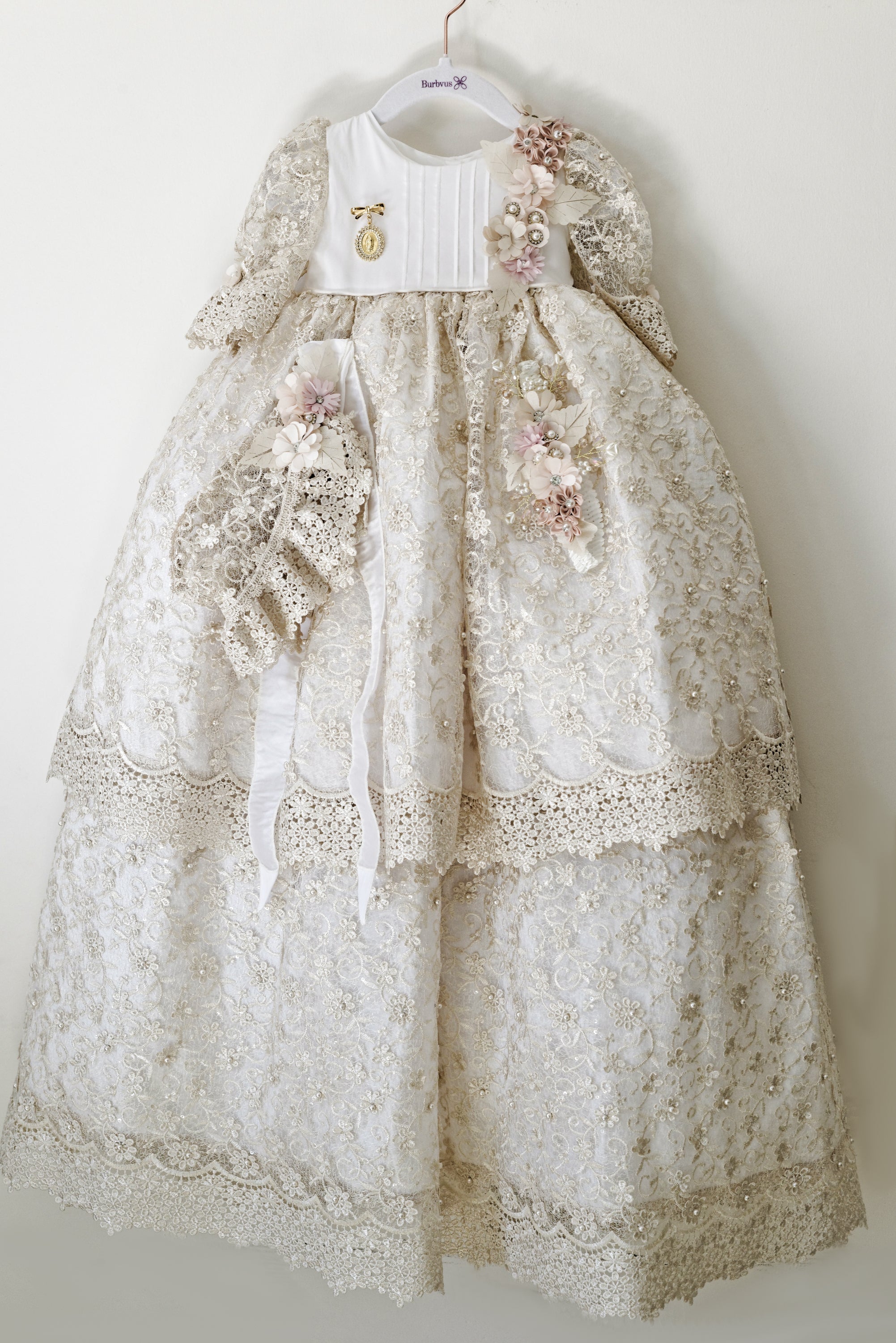 embroidered christening dress Fatima by Piccolo Bacio | Baby Christening Outfit | La Bavetta main image 0