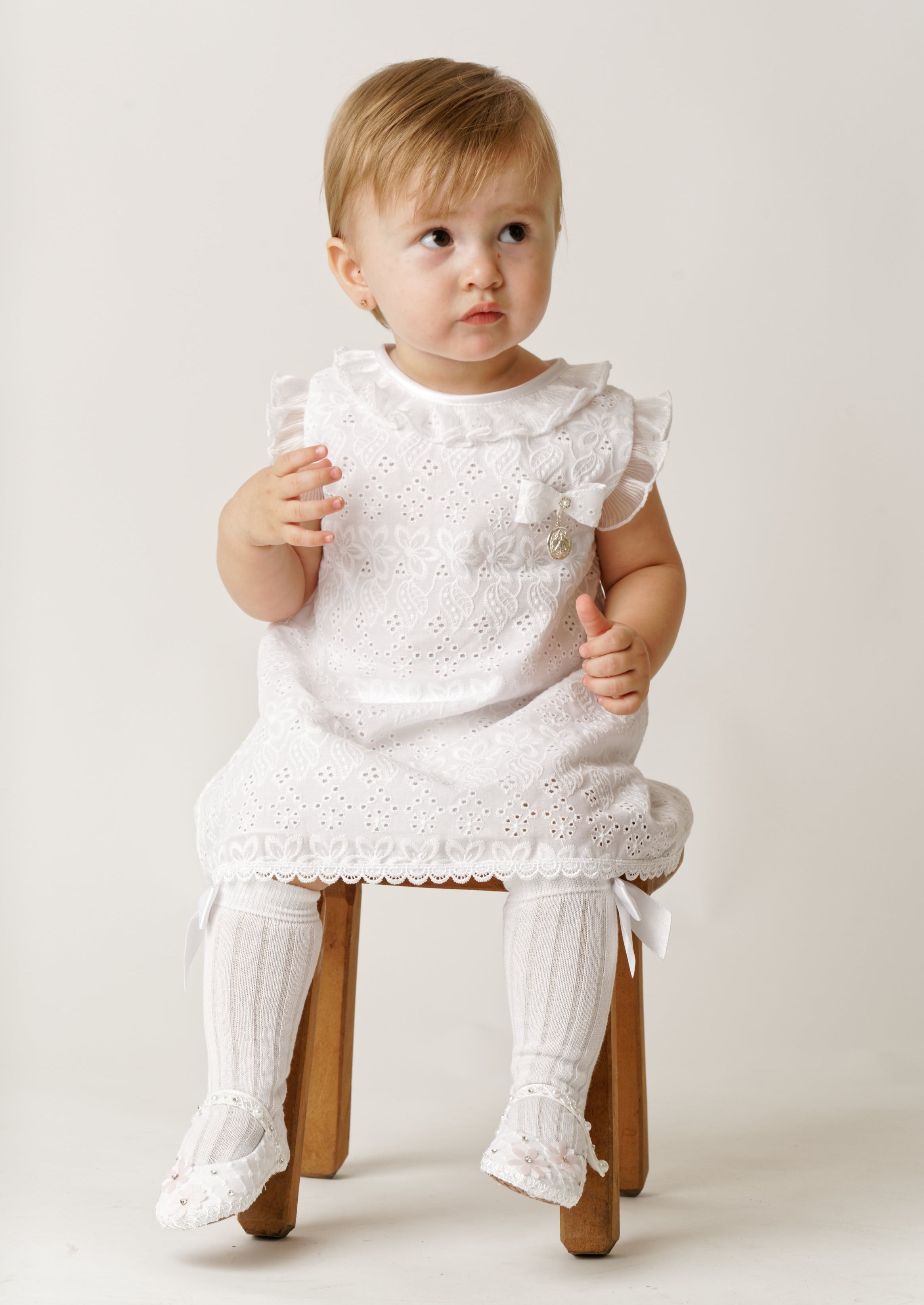 Baby Girl Dress G038 | Burbvus Lace dress, handmade, Dedication Dress 0-6 Months / White Baby Girl Dress G038 | Burbvus Lace dress, handmade, Dedication Dress 0-6 Months / White