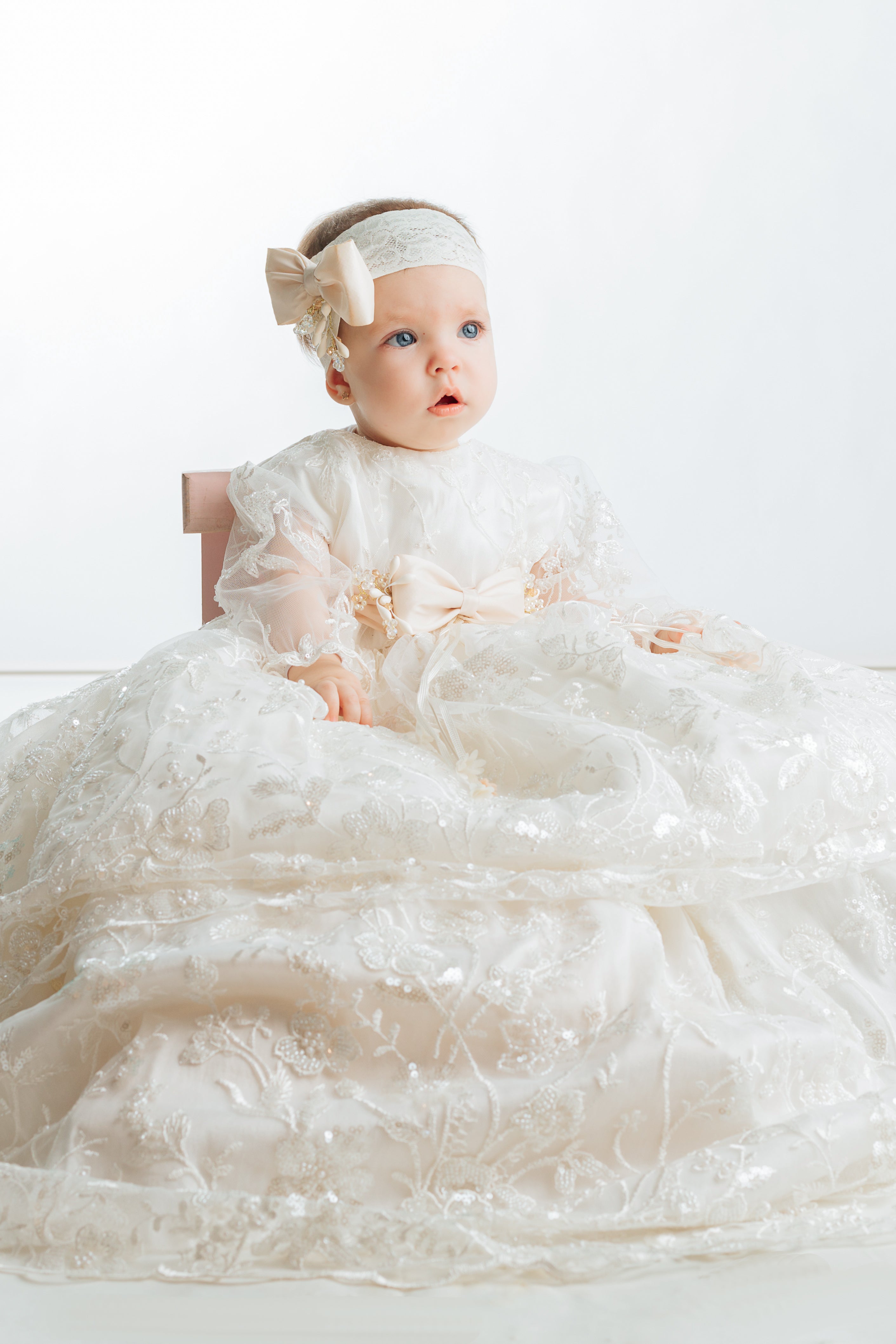 Christening Gowns for Girls G043 | Burbvus Lace dress, handmade 12-24 Months / Ivory Christening Gowns for Girls G043 | Burbvus Lace dress, handmade 12-24 Months / Ivory
