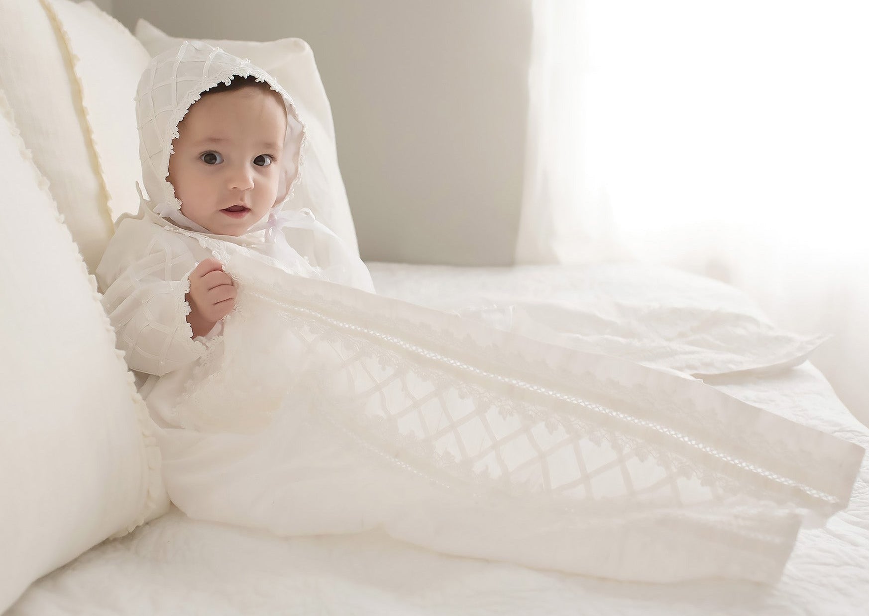 heirloom Christening Gown by Burbvus Model B001