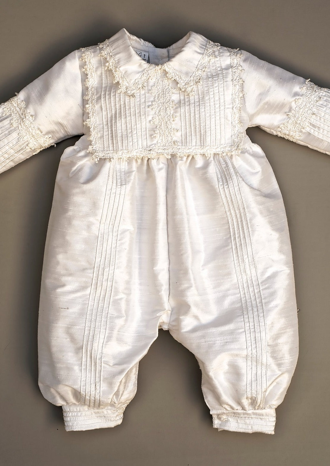 Christening Gown B002 Handmade Burbvus Color White, detachable skirt.