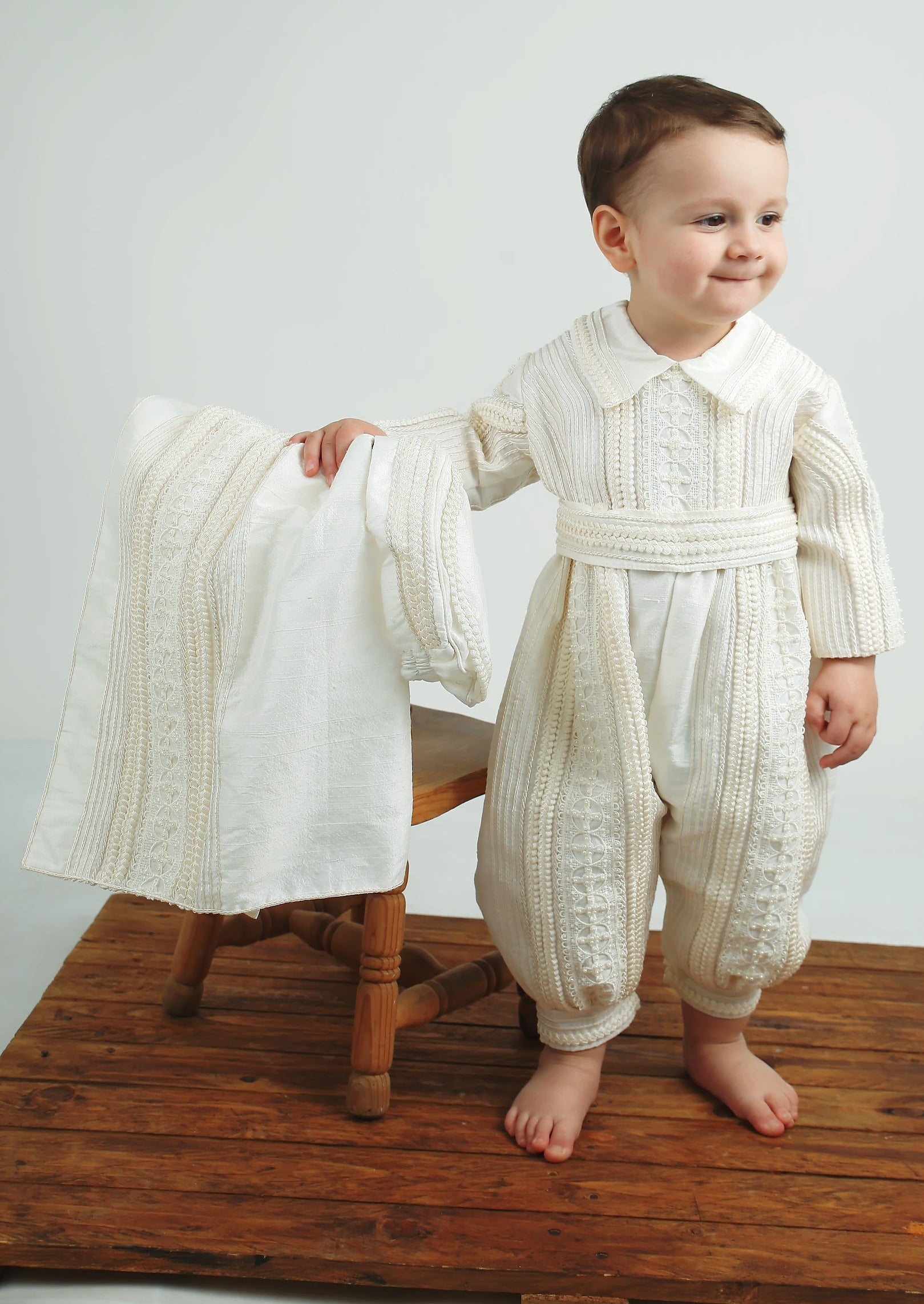 3 pieces christening gown burbvus jumpsuit gown and matching hat