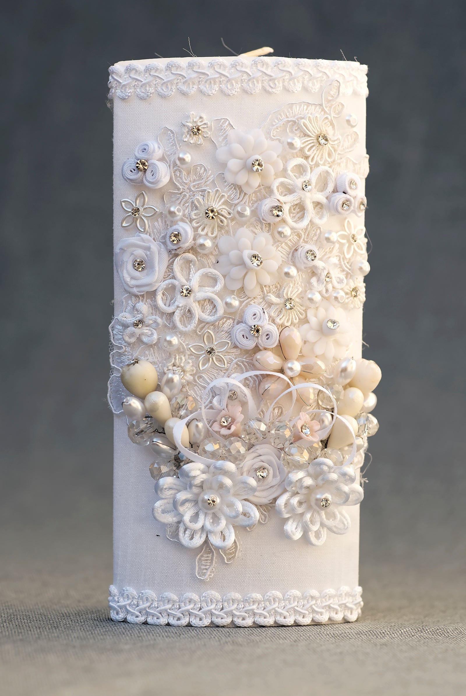 White Handcrafted Burbvus Baptism candle #4