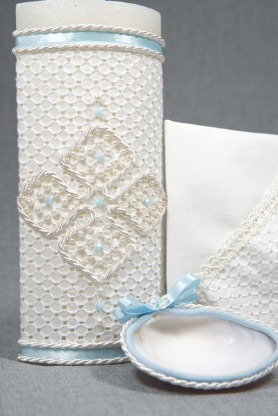 Burbvus Candle set decorated by hand baptism candle # 30