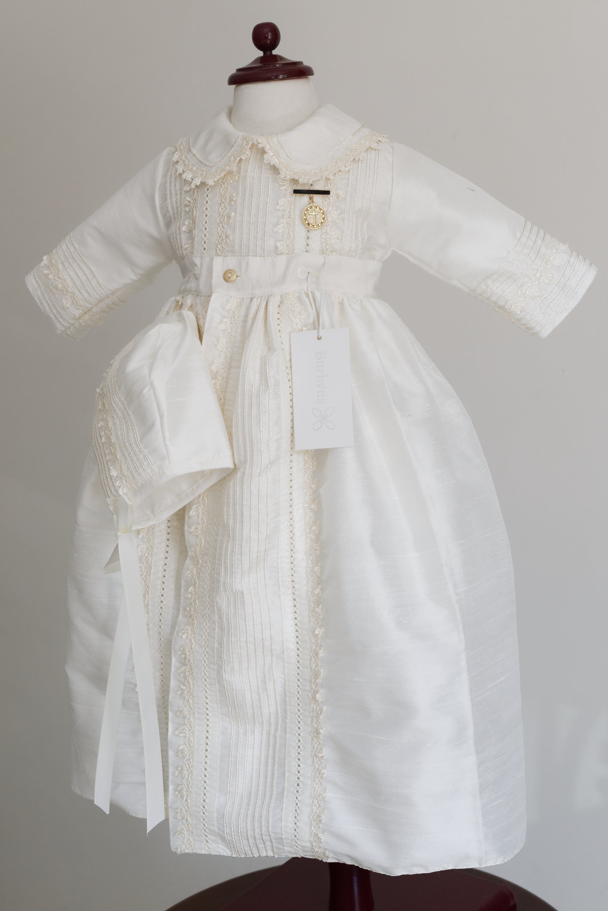 Christening Gown Burbvus B009 + Gold Medal Cross