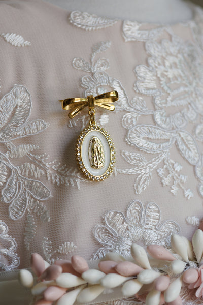 Virgin Mary Baptismal Medal Pin