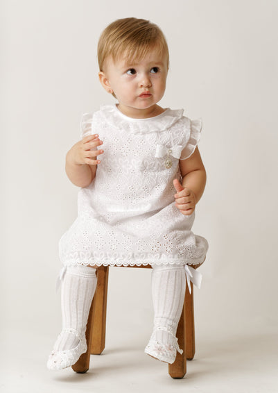 baby girl white dress vintage Burbvus G038