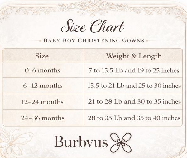 Size chart for Charro Outfit (Ropon Charro) B035