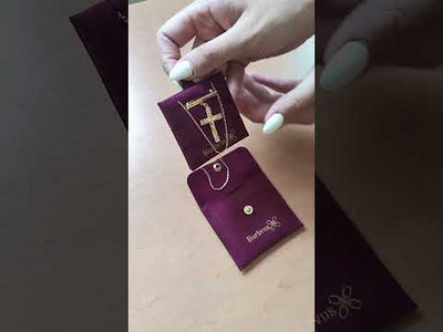 Gold Plated Baptism Bar Pin Crusifix and Chain