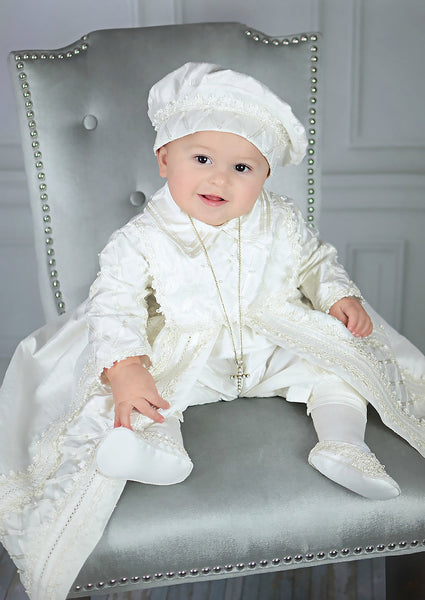 Christening Gown B001 Burbvus Baptism oufit matching beret