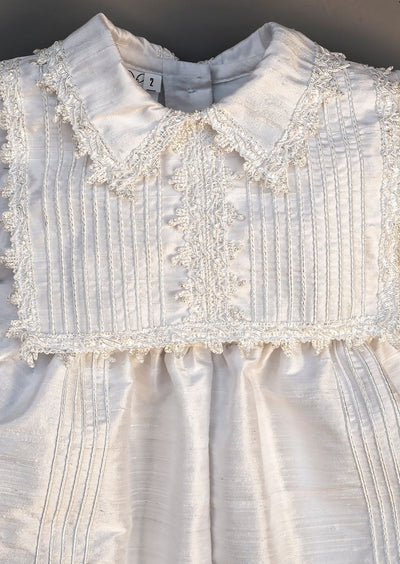 Christening Gown B002 Handmade Burbvus, Color white upper part