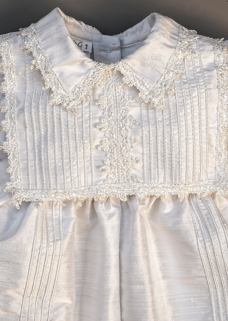 Christening Gown B002 Handmade Burbvus, Color white upper part