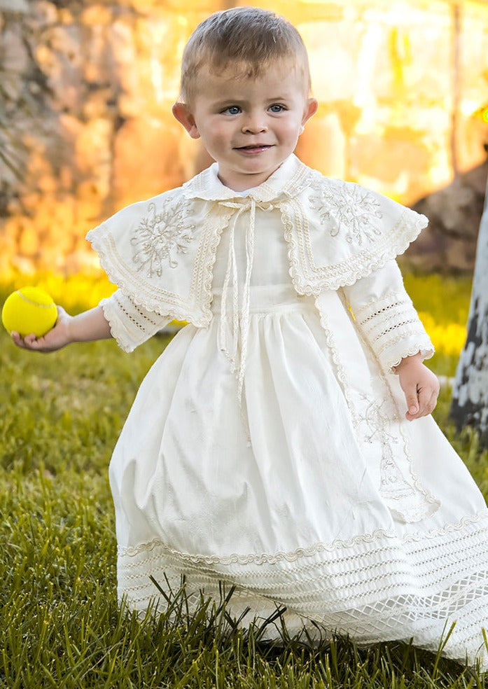 Baby Boy on his Christening Gown B007 Handmade Burbvus 