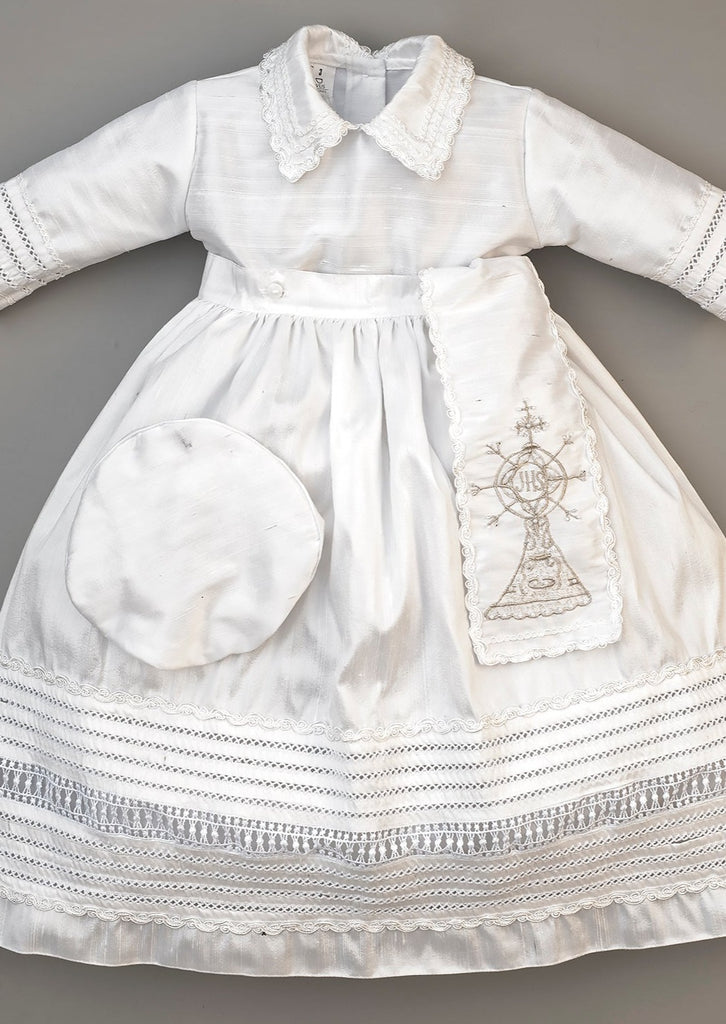 Christening Gown B007 Handmade Burbvus White Color without the cape