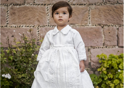 Tadeo wearing our Christening gown B008 without the cape