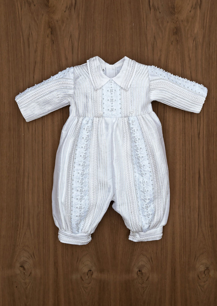 Burbvus Christening Gown B017 It made of 100% Silk, available in two colors: White and Ivory.