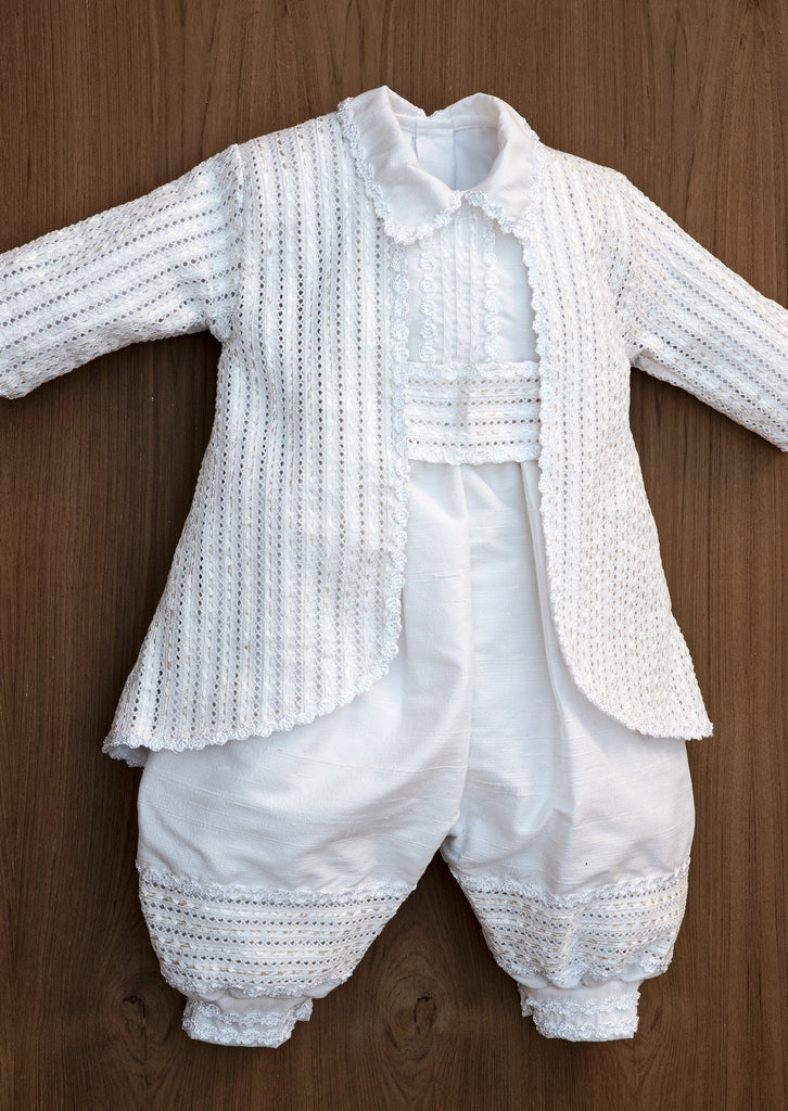 white christening outfit for boys handmade Burbvus B025