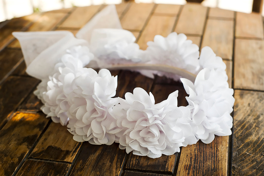 White flower handmade headband