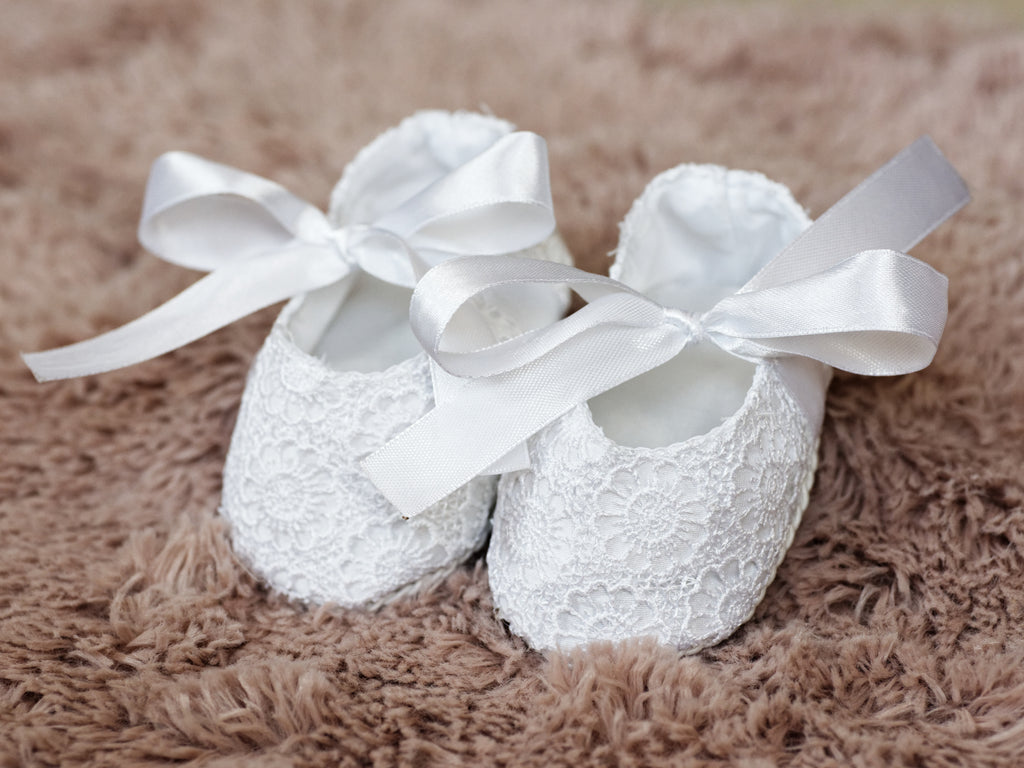 white handmade baby shoes christening or baptism G029 Burbvus