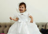 Beautiful Baby wearing our Christening Dress G005 in white with traditional hat