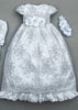 Christenig dress G009 in white, with diadem and traditional bonnet. Baptism/ Christening Burbvus