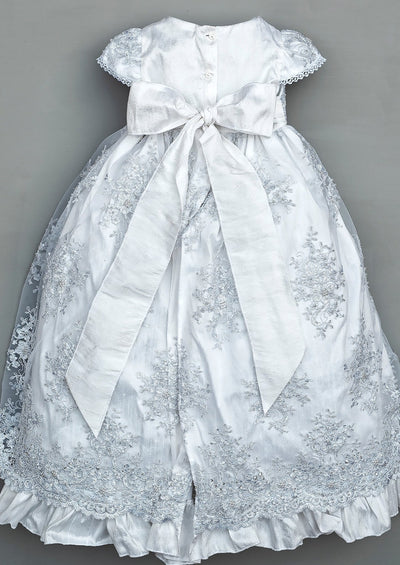 Back details Christening dress G009. Baptism Dress G009