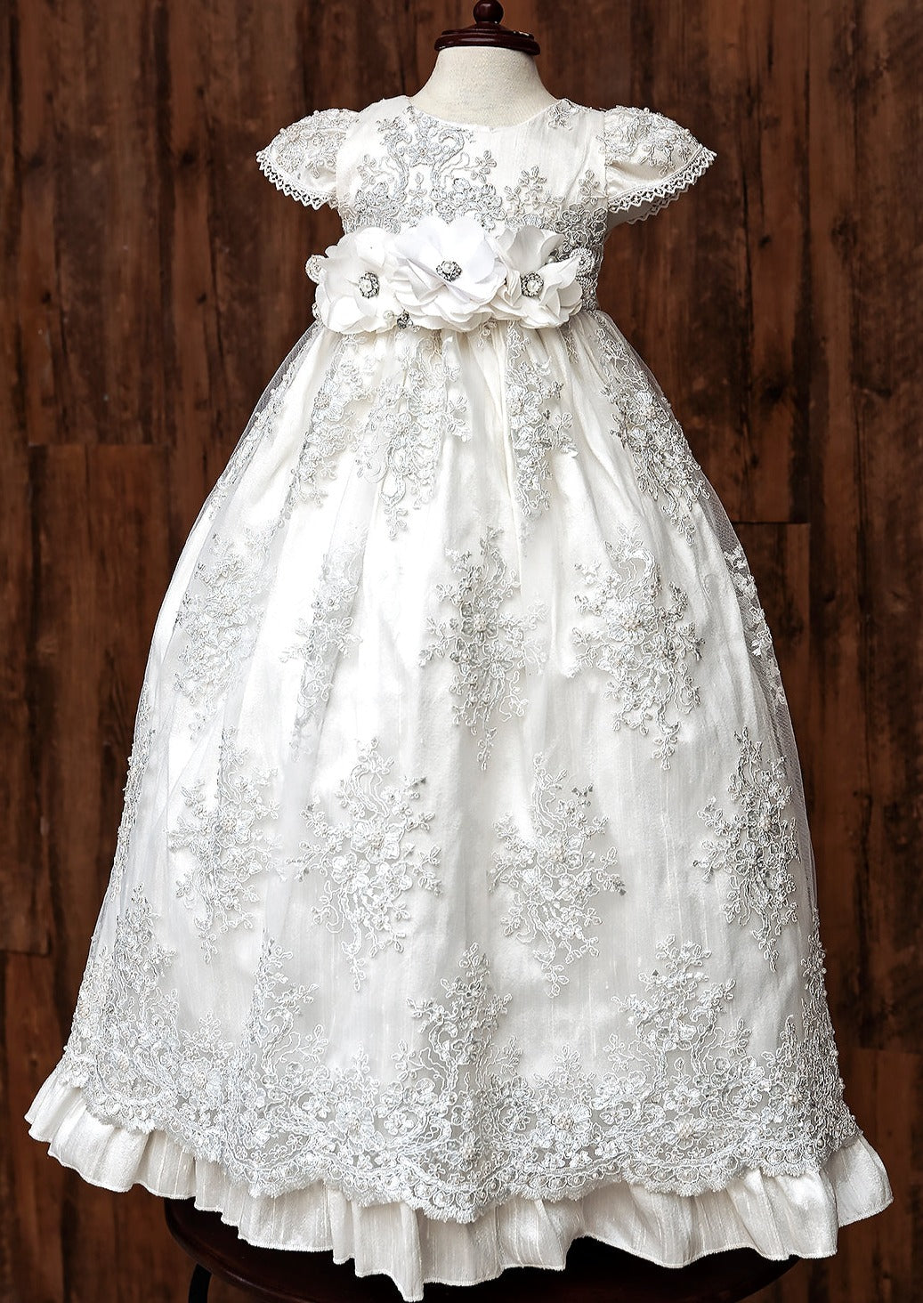 Baptism Dress G009 Burbvus.  hand embroidery