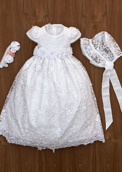 white lace dress baby girls baptism crhistening
