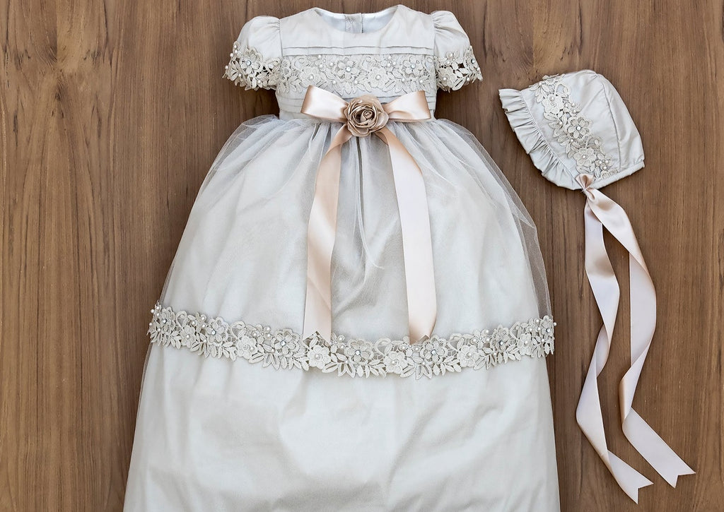 Elegant full-length Christening gown for girls Burbvus G024