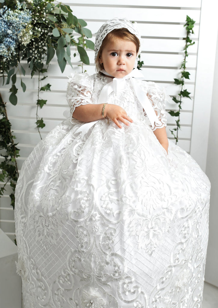 Buy Candy Baby Baby Girl's Lace Christening Gown (CB-1, 3 Months) at  Amazon.in
