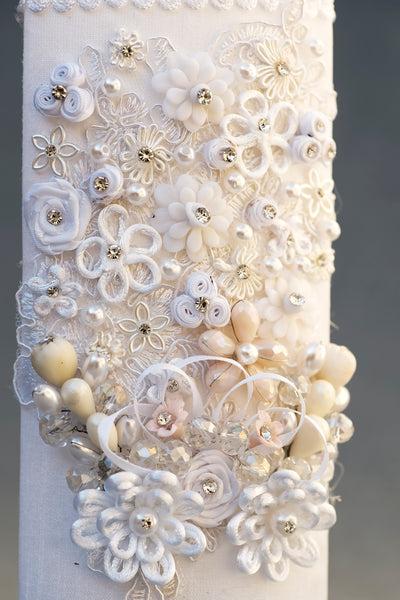 Close up White handmade Christening burbvus candle #4