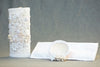 Burbvus White Christening candle Kit #4, with shell and hanky 