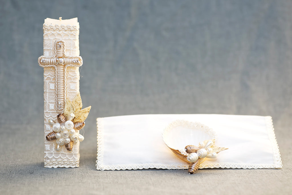 Ivory Baptism Square handcrafted Candle kit