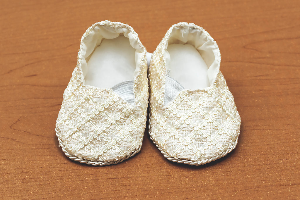 Ivory baptism baby shoe