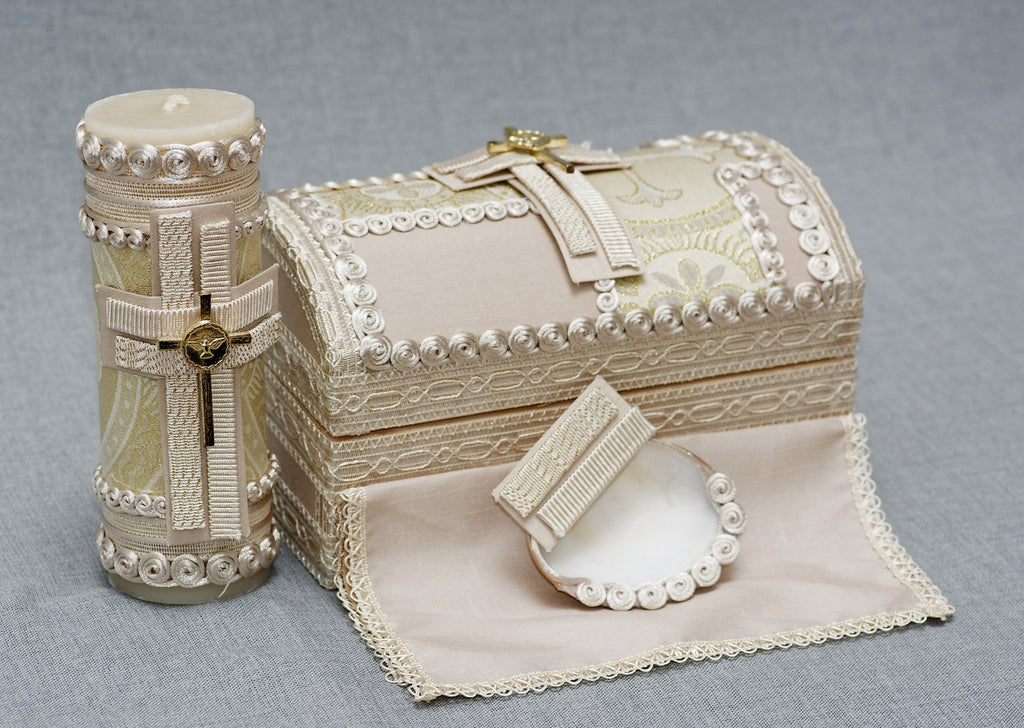 baptism candle set with wood chest burbvus 19